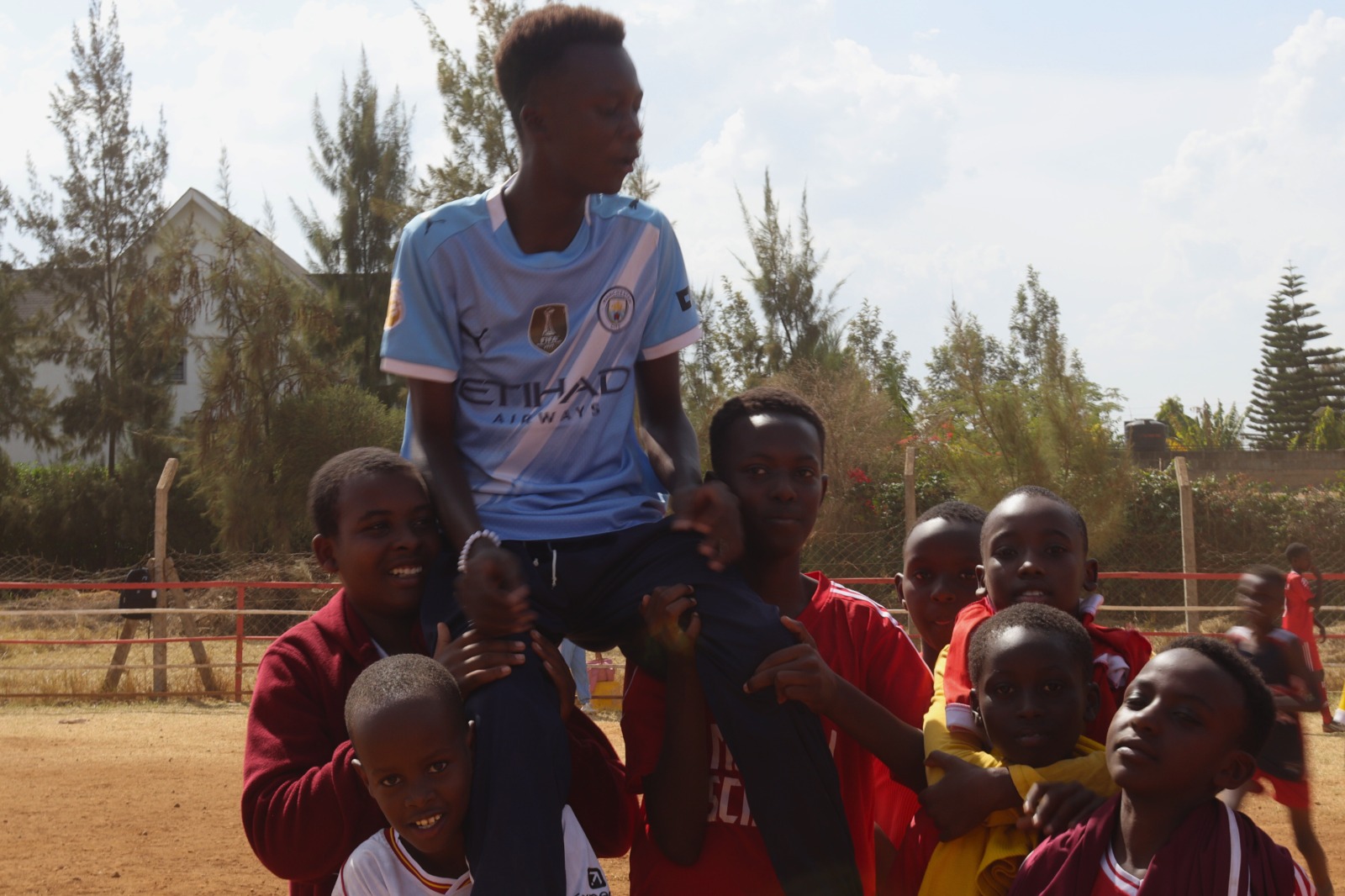 Learners during team sports at Maadili Junior Schools